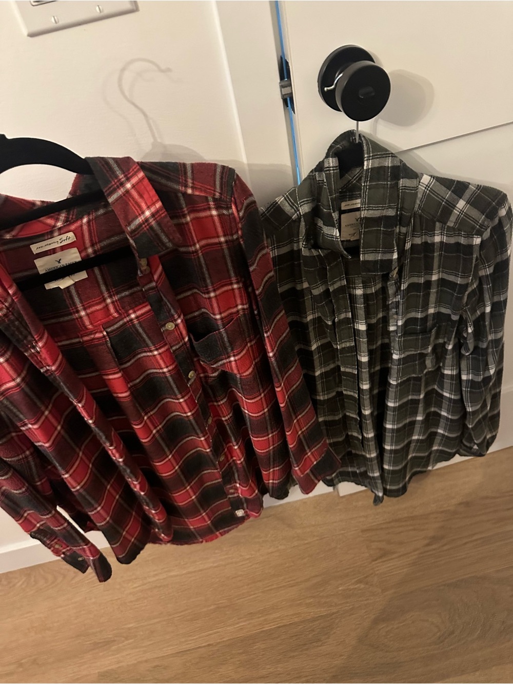 American Eagle Outfitters Plaid Button-Down Shirt Duo - Red and Green